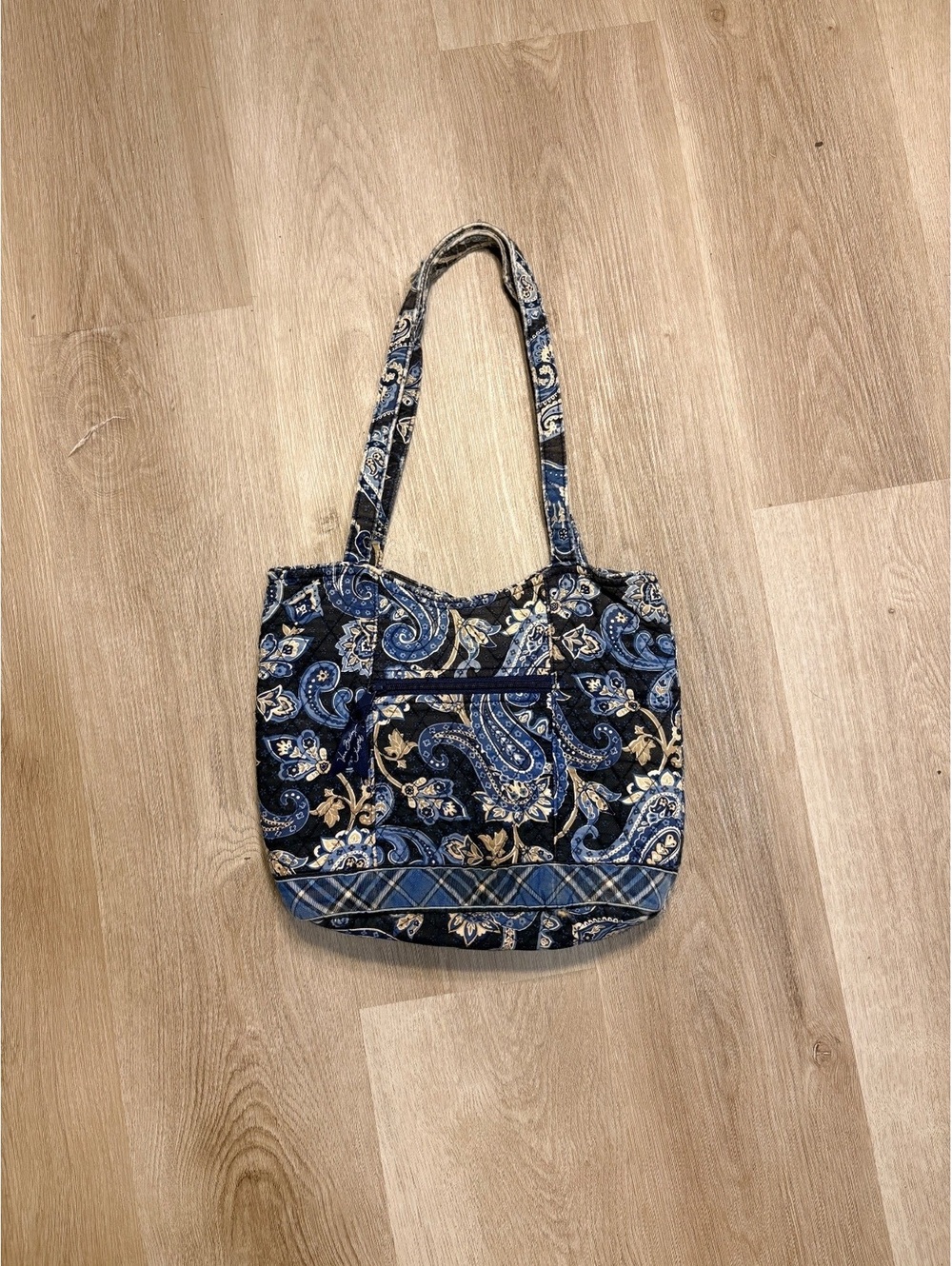 Vera Bradley Windsor Navy Paisley Tote Bag Mid Size VTG Retired Pattern Whimsy